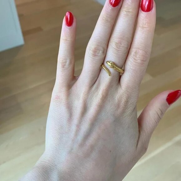 The Donna Gold cz stone snake ring open - Picture 2 of 4